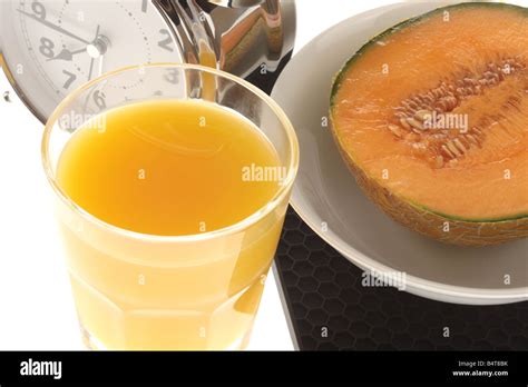 Healthy Fruit Breakfast and Juice Stock Photo - Alamy