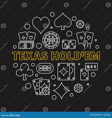 Texas Hold`em Poker Game Round Vector Linear Illustration Stock Vector - Illustration of hold ...