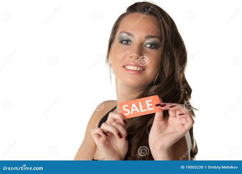 Young Woman Showing SALE Sign Stock Photo - Image of advert, girl: 19003238