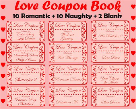 Love Coupon Book, Printable Love Coupons, Romantic Coupon Book, Naughty ...