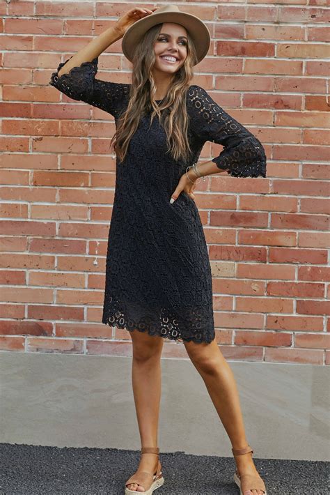 Black 3/4 Sleeve Length Round Neck Lace Vintage Midi Dress | Funeral outfit, Vintage midi ...