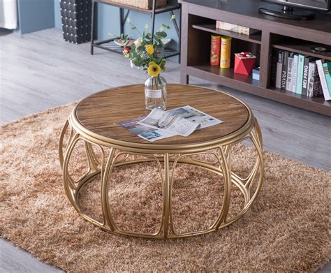 Round Wooden And Metal Coffee Table (2022)