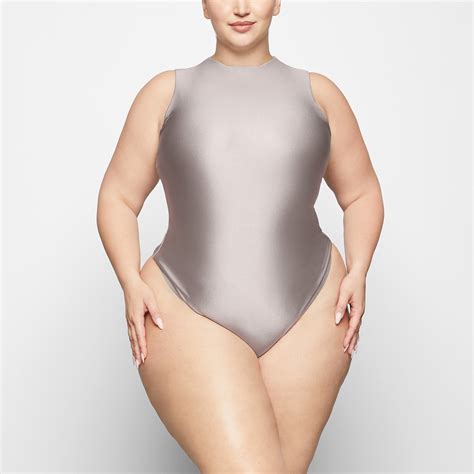 SKIMS Disco Mock Neck Bodysuit - Silver | SKIMS