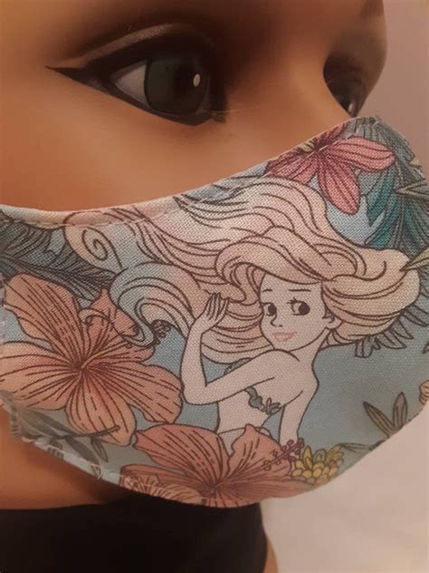 Disney Ariel face mask 3 layers with sewn in filter cotton | Etsy