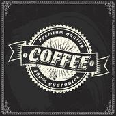 Collection of coffee shop sketches, labels and typography design on a chalkboard background ...