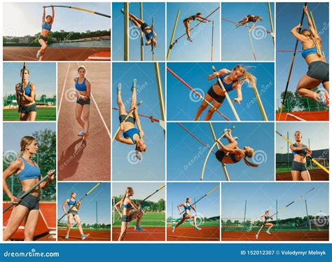 Female High Jumper Training at the Stadium in Sunny Day Stock Image - Image of athlete, female ...