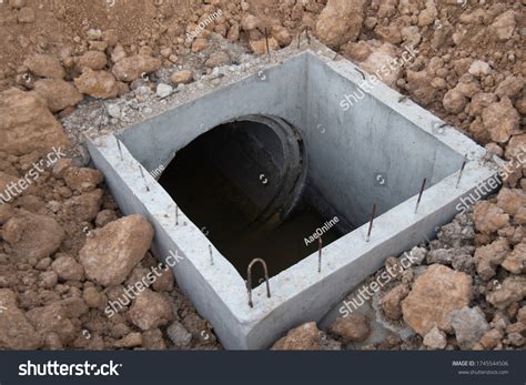 Installed Construction Concrete Pipe Drainage System Stock Photo ...