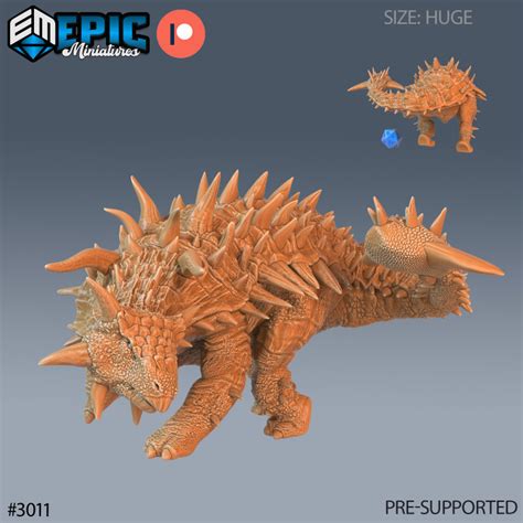 3D Printable Ankylosaurus Attacking / Armored Dinosaur / Spiked Beast ...