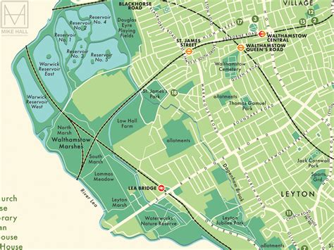 Waltham Forest (London borough) retro map giclee print – Mike Hall Maps & illustration