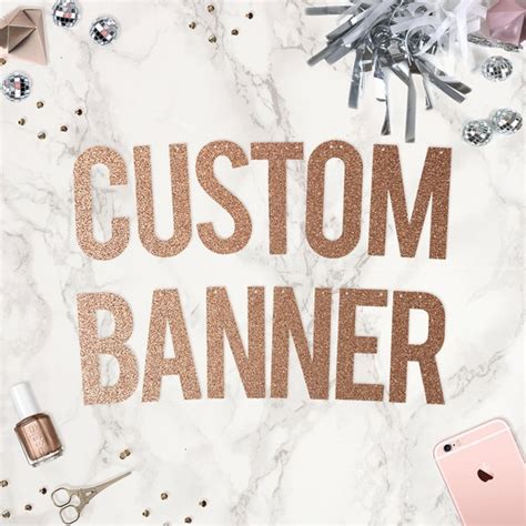 Custom Party Banner / Rose Gold Glitter Banner / Personalised - Etsy