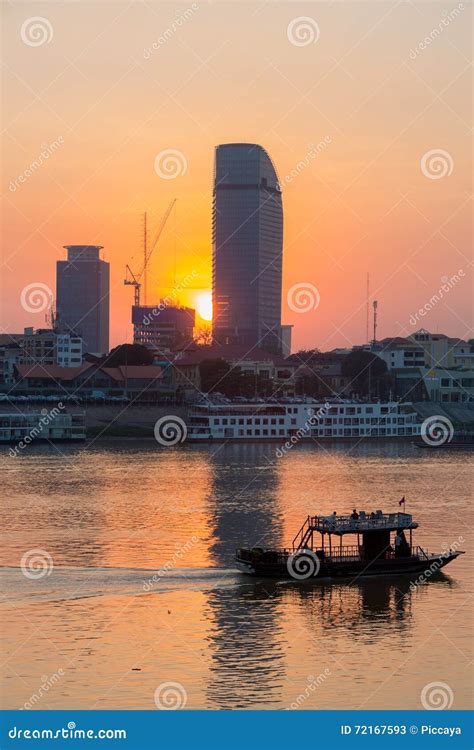 Sunset In Phnom Penh City And The Mekong River, Cambodia Editorial Photo | CartoonDealer.com ...