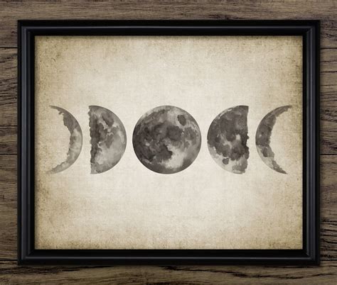 Moon Phases Watercolor Painting Printable Moon Phases Wall - Etsy Sweden