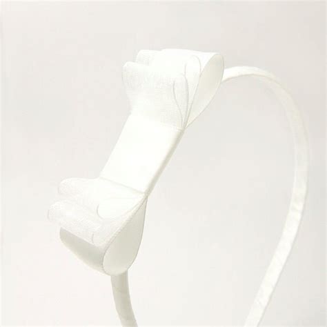 White Bow Headband Sheer White Satin Headband Triple Bow