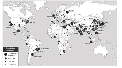 The World's Major Cities by the Size of the Population Source ...