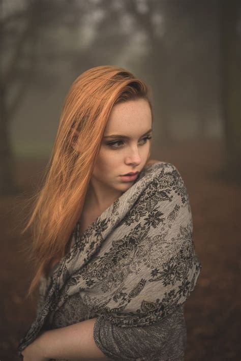 Natural outdoor portraits with megan bea tiernan in mist, fog forest in ...