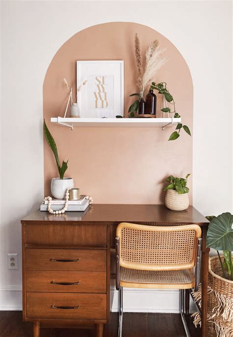 Neutral Bohemian styled Desk with Painted Arch and Plants | Room decor, Home office decor ...