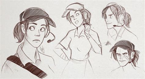 TF2: Female Scout Sketches by pyangpyang | Sketches, Art reference, Team fortress