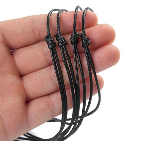 100pcs 1.5mm Black Wax Cord Necklace Cord 56cm Length Adjustable For ...