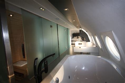 Inside private jet bathroom