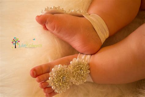 White Baby Barefoot Sandals - Baby Shoes - Bridal Barefoot Sandals - Jewell Bridal Barefoot ...