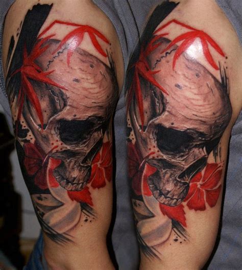 red skull tattoo by Csaba Kolozsvari - Design of TattoosDesign of Tattoos