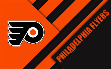 Download wallpapers Philadelphia Flyers, NHL, 4k, material design, logo, orange black ...