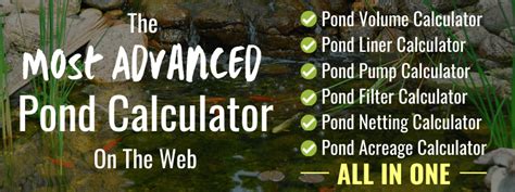 Pond Calculator: Volume, Liner, Pump & Filter Size Calculators (Free)