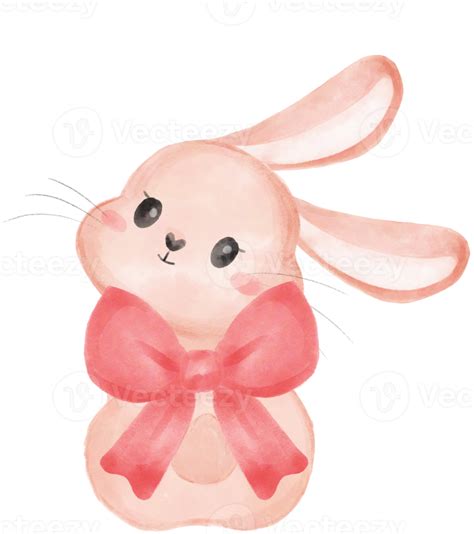 cute sweet kawaii happy smile baby bunny rabbit watercolour cartoon kid animal spring Easter egg ...