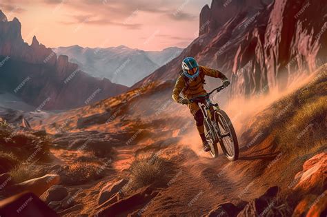 Premium AI Image | Cyclist riding a bicycle in the mountains