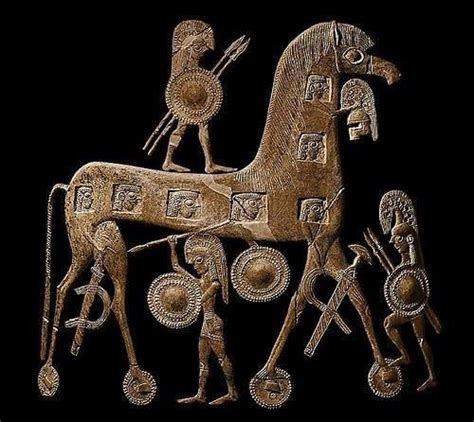 Achaean warriors hidden inside the Trojan Horse. Cyclades Ceramic ...