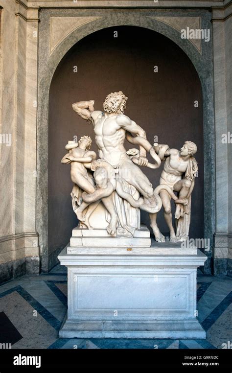 Laocoon Group, marble statue, priest of Apollo, snake, Vatican Stock ...