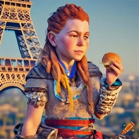 Aloy, heavily pregnant in video game on Craiyon