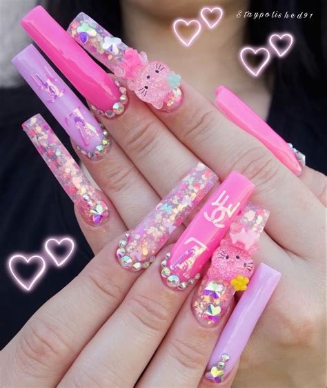 @Staypolished91 - YouTube/Instagram | Hello kitty nails, Really cute nails, Cute acrylic nail ...