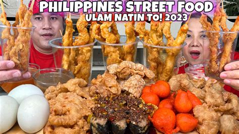 STREET FOOD MUKBANG PROBEN, KWEK KWEK, CALAMARES, SIOMAI, BACK FAT CHICHARON, ISAW NG MANOK AND ...