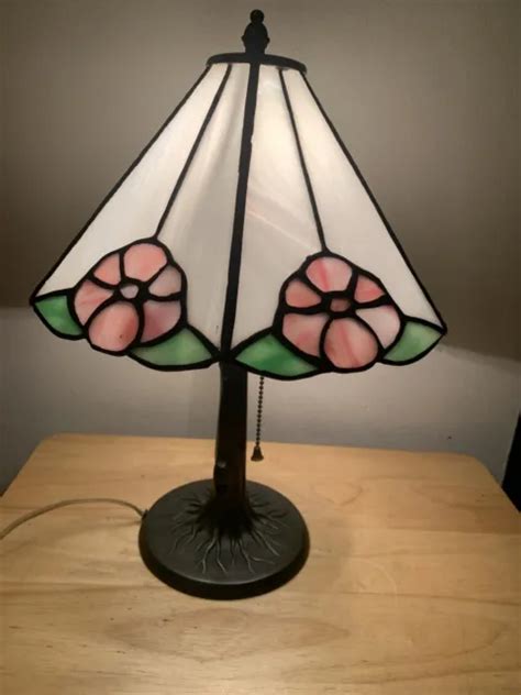 TIFFA MINI - Tiffany Style Brass Tree Base & Stained Glass Style Lamp Shade $45.00 - PicClick