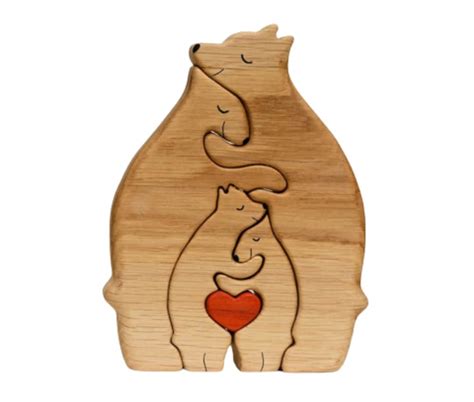 Personalized Bear Family Wooden Puzzle Handcrafted Animal - Etsy