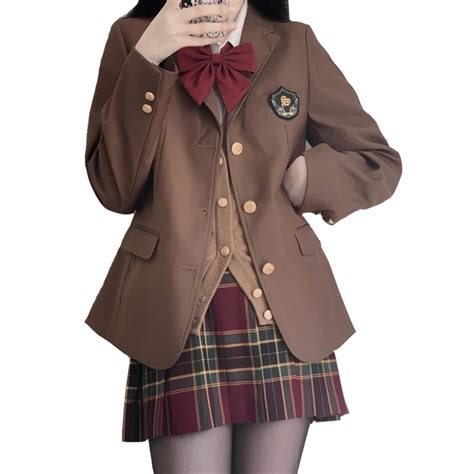 Anime School Girl Uniform Brown British School Uniform Suit | ubicaciondepersonas.cdmx.gob.mx