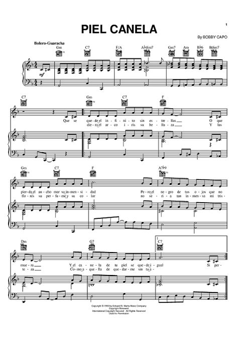 Piel Canela" Sheet Music by Bobby Capo for Piano/Vocal/Chords - Sheet ...