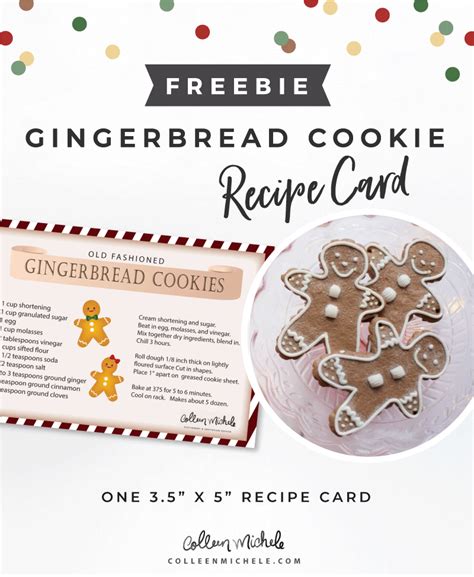 Free Gingerbread Recipe Card - Colleen Michele