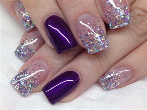 Beautiful sparkles with added purple !! | Purple glitter nails, Glitter ...