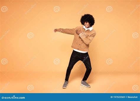 Afro Happy Man Dancing in Studio Stock Image - Image of people, fashion ...