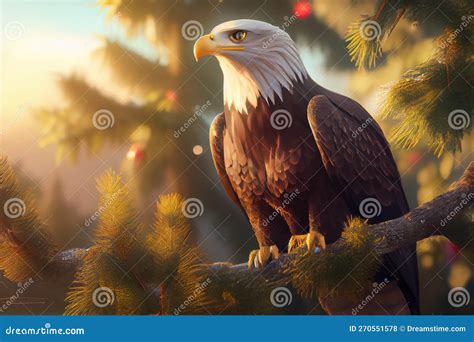 Majestic Bald Eagle Descending into Natural Habitat at Golden Hour ...