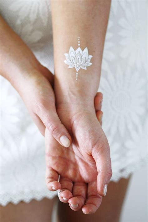 Silver and white lotus temporary tattoos | Products | Lotus tattoo ...