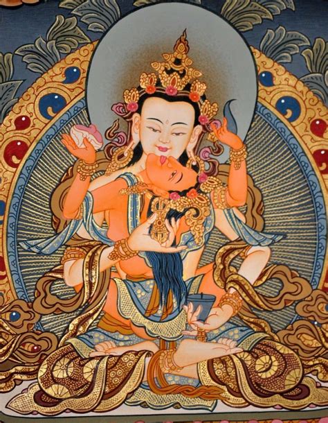 Vajrasattva with Consort Brocade Thangka Painting, Hand-Painted Thangka | Buddha art, Thangka ...