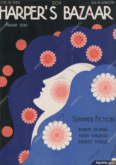 Erté 1930 Harper's Bazaar, Original Cover, Art Deco, Flower