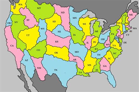 a map of the united states with different colors and numbers in each country's capital