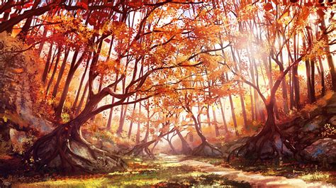 Autumn Forest Painting by Renaud Perochon