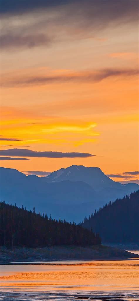 Sunset Mountains Lake 4K Wallpaper