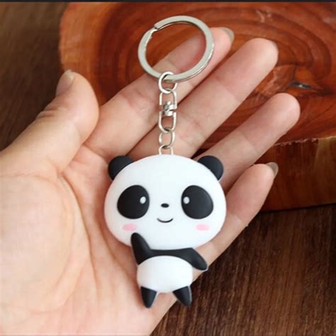 1 Pc Trendy Keys Chains Silicone Cute Panda Cartoon Keychain Bag Pendant Key Ring Kawaii Gift ...