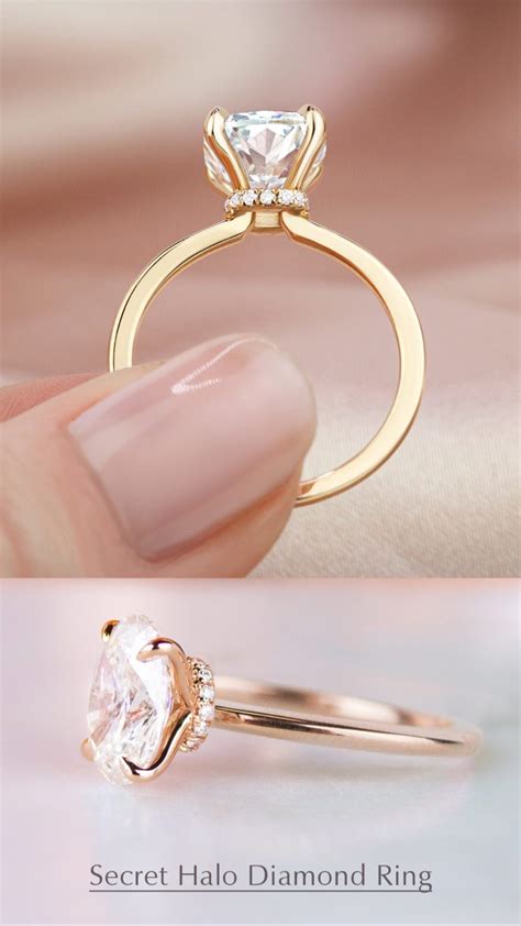 14K Rose Gold Secret Halo Diamond Ring | Earth engagement rings, Brilliant earth engagement ring ...